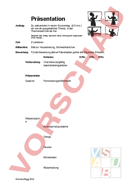 Arbeitsblatt: Auftrag Präsentation/Kurzvortrag - Deutsch - Vorlesen ...