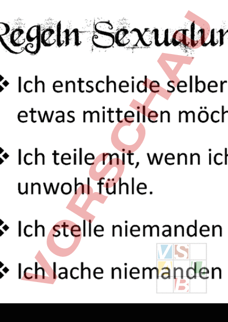 Arbeitsblatt Regeln Sexualkunde Lebenskunde Sexualerziehung