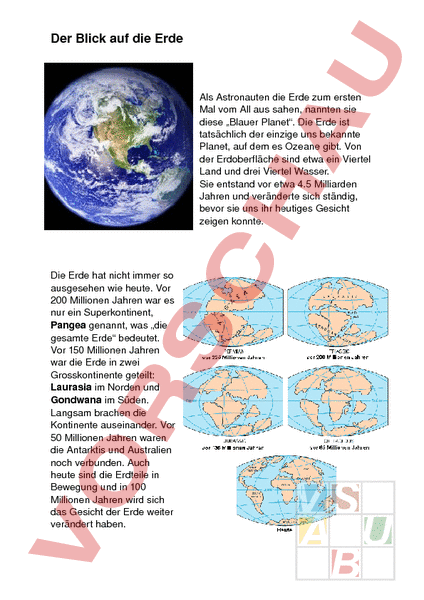  Arbeitsblatt  Die Welt  Geographie Gemischte Themen