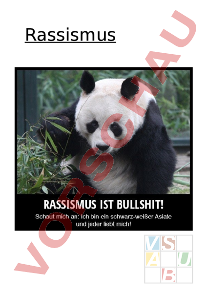 Arbeitsblatt Rassismus Panda Lustig Lebenskunde Ethik Moral