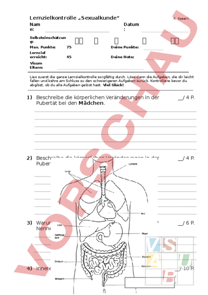 Arbeitsblatt: LZK Sexualkunde - Lebenskunde - Sexualerziehung