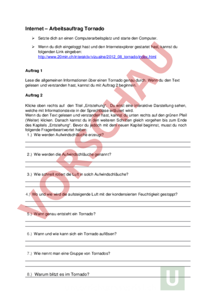Arbeitsblatt Tornado Geographie Anderes Thema