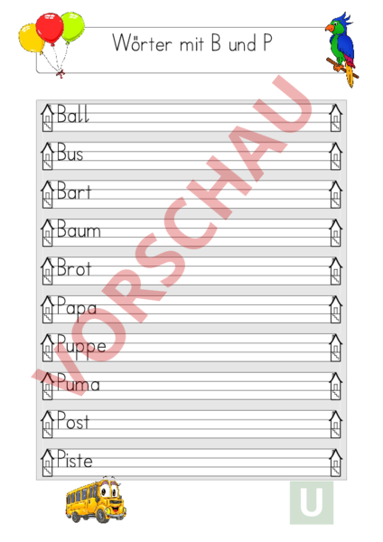 Arbeitsblatt: Wörter Mit B Und P - Deutsch - Erstlesen