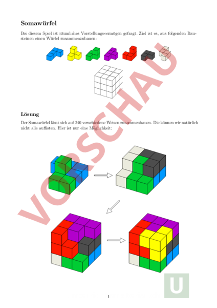 Soma Würfel Arbeitsblätter Kostenlos
 Arbeitsblatt Somawürfel Mathematik Gemischte Themen