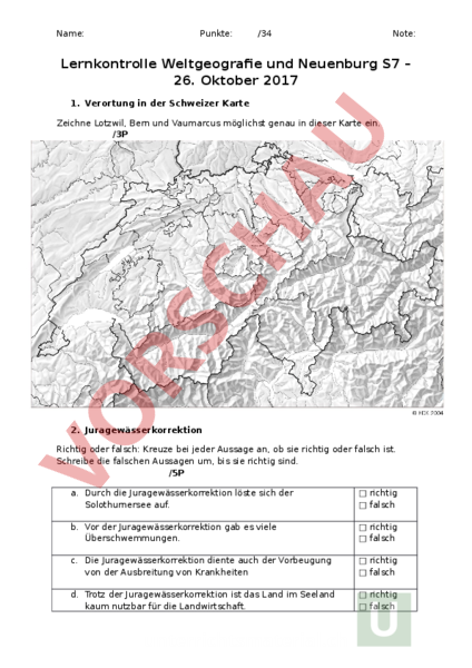 Arbeitsblatt: Test Weltgeografie - Geographie - Gemischte Themen