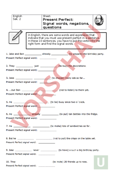 Arbeitsblatt Past Simple Vs Present Perfect Englisch Grammatik