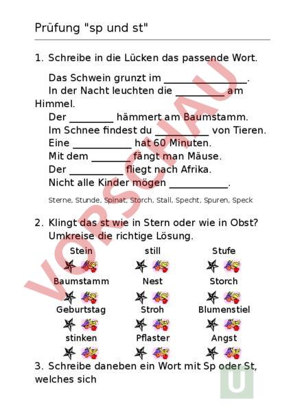 Wörter Mit St Und Sp - Grundschule Deutsch Sch Sp St - Kody Beatty